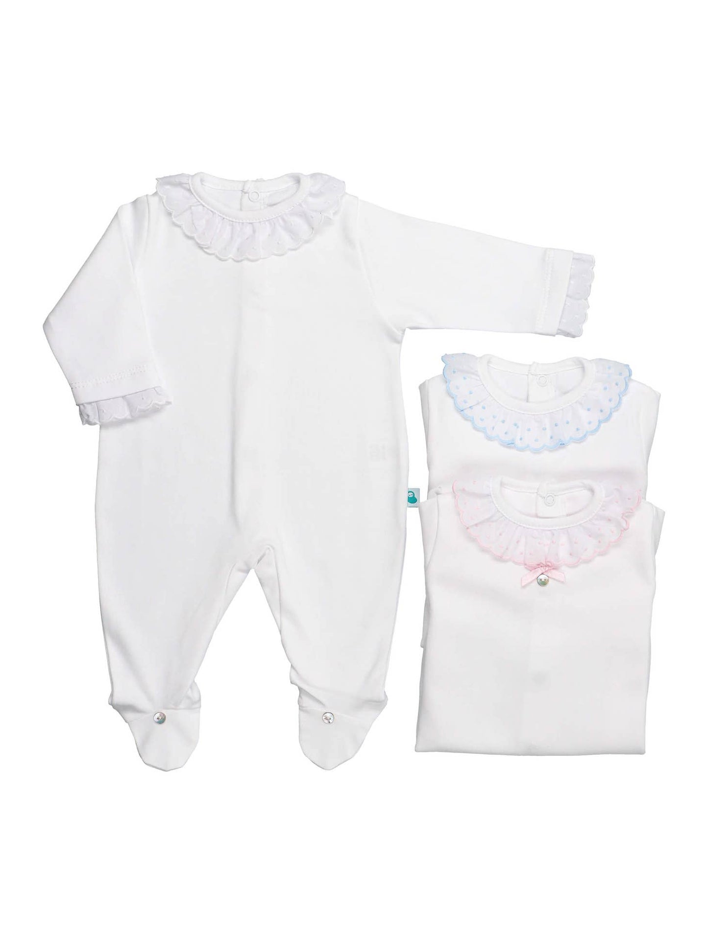 Frill collared baby grow sleepsuit (HANDMADE IN PORTUGAL 10-14 DAY TURNAROUND)