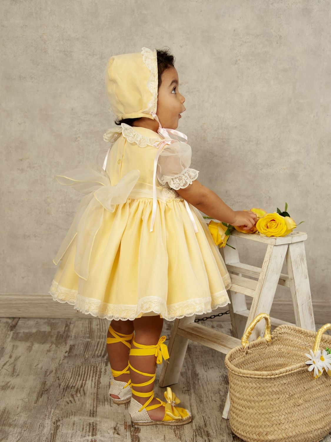 SONATA PREORDER (4-6wk turnaround) - Yellow organza pink heart smock VE24-08