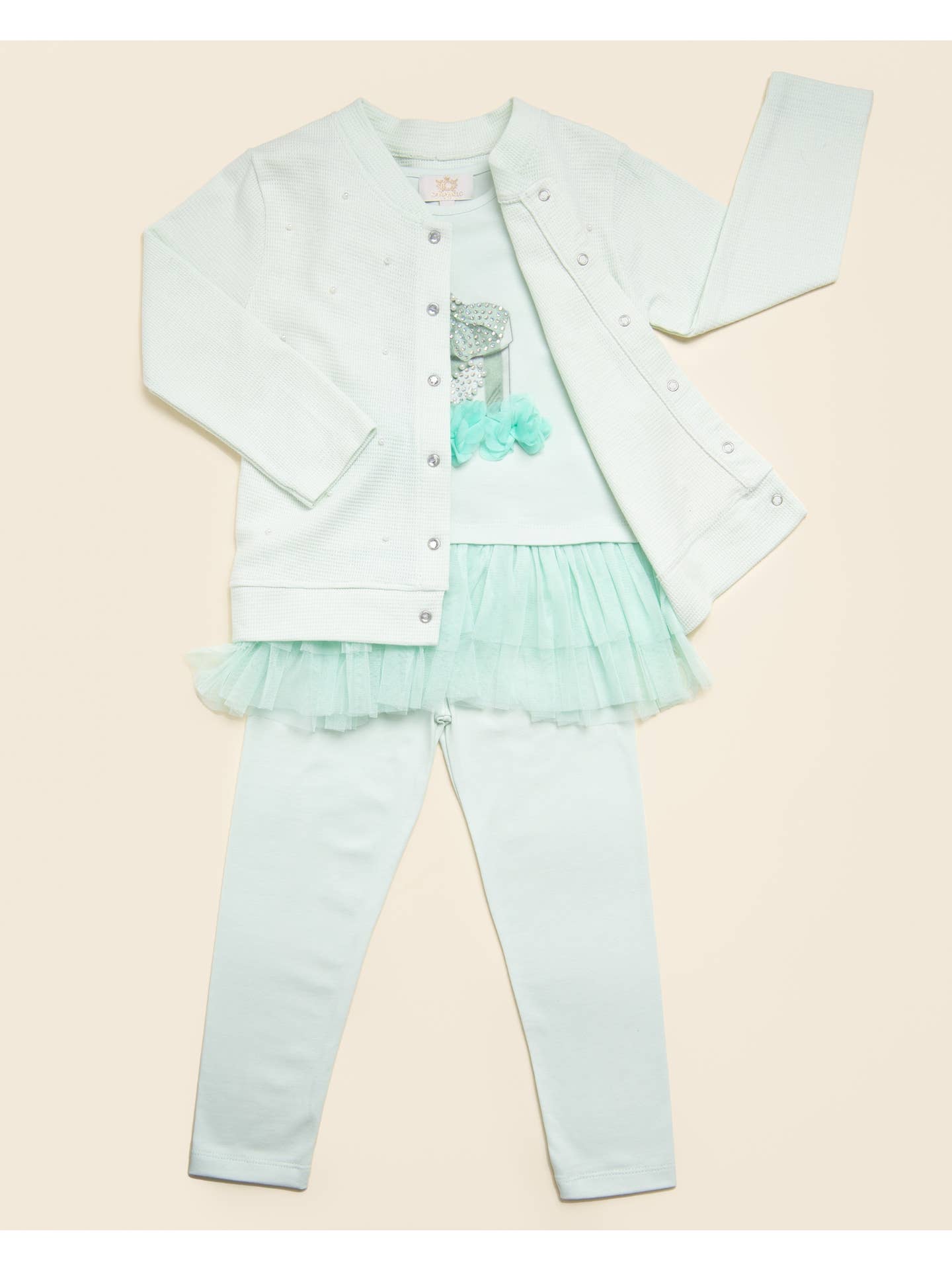 Caramelo Mint Pearl Present Legging Set and Cardigan
- (ON ORDER 10 DAY DELIVERY)