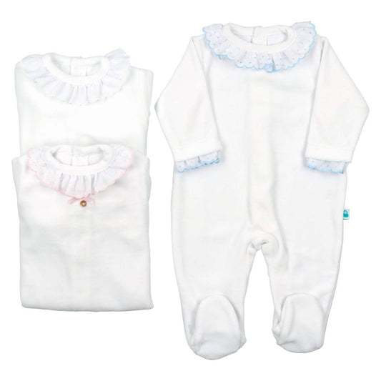 Frilly cotton sleepsuit (HANDMADE IN PORTUGAL 10-14 DAY TURNAROUND)