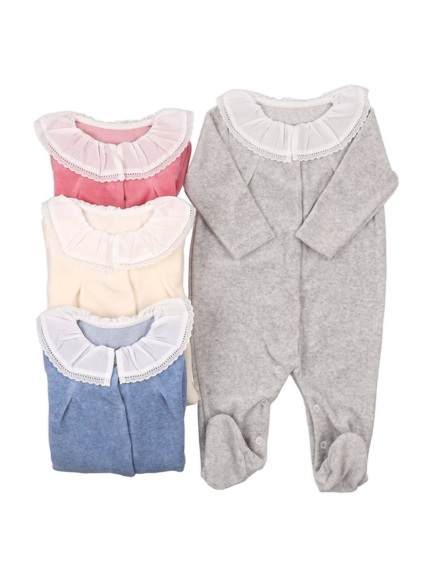 Velour collared baby grow sleepsuit (HANDMADE IN PORTUGAL 10-14 DAY TURNAROUND)