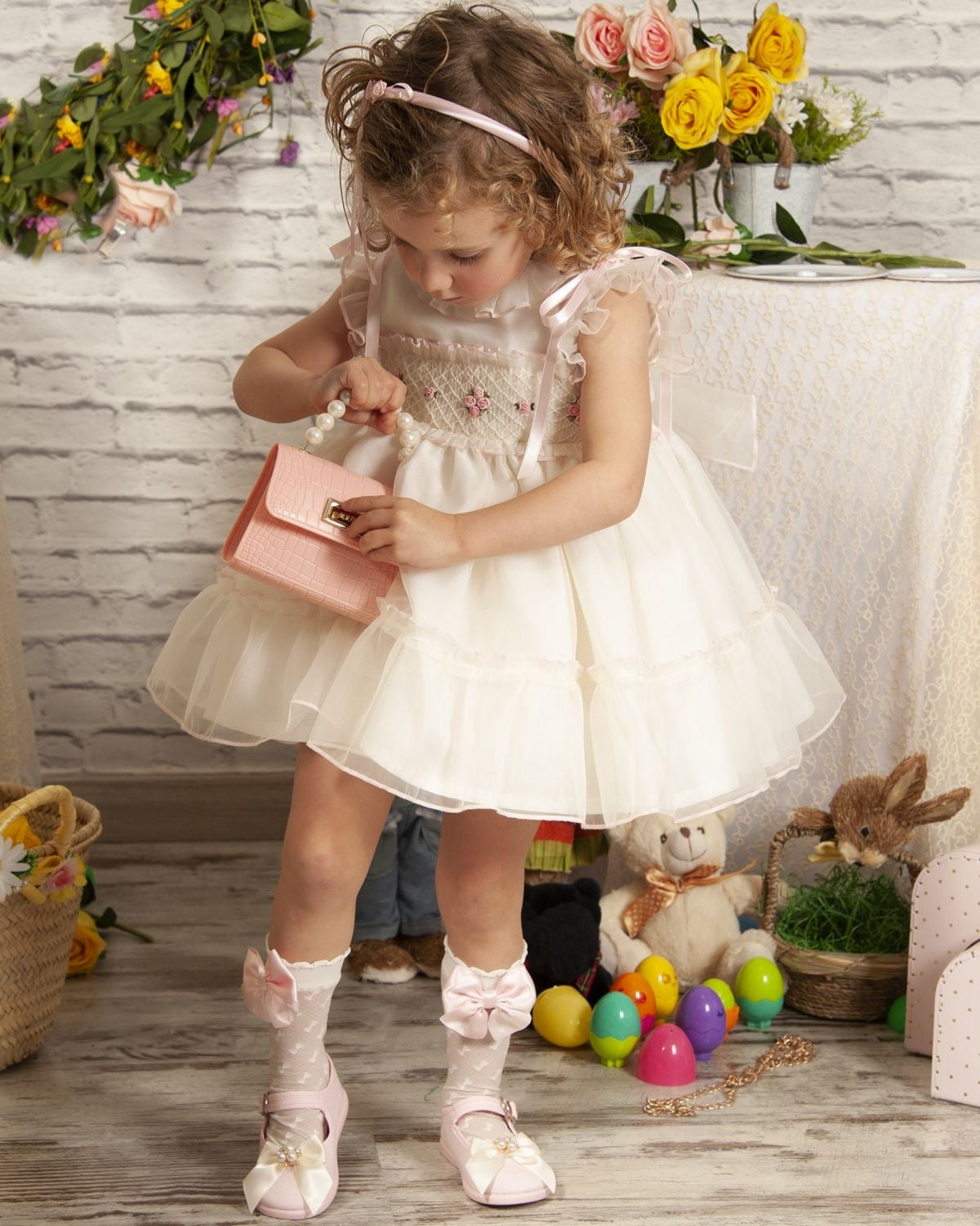 SONATA PREORDER (4-6wk turnaround) - Cream flower smock PC23-09