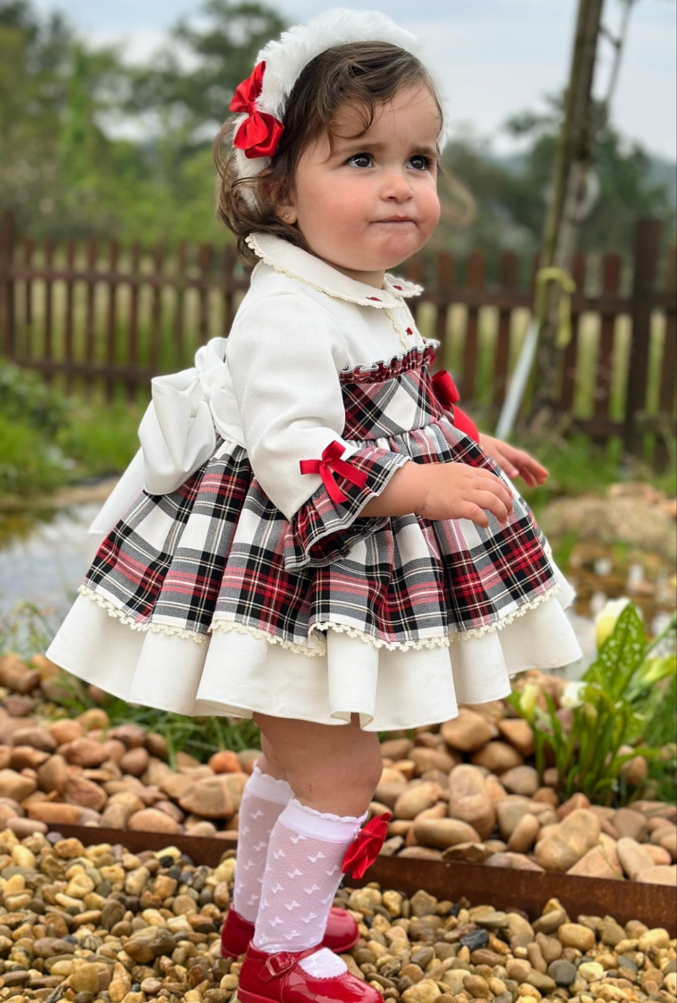 SONATA PREORDER (4-6wk turnaround) - Velvet check puffball dress IN25-03