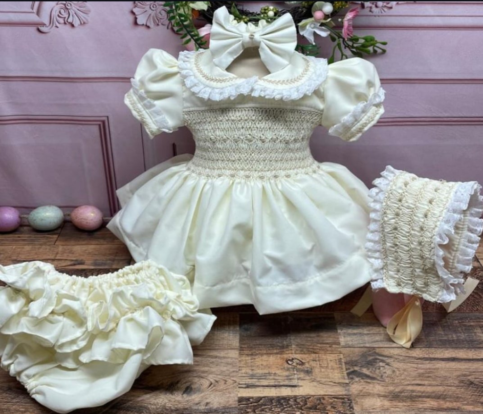 Smocked organza classic dress - HANDMADE IN USA 6-8WK TURNAROUND