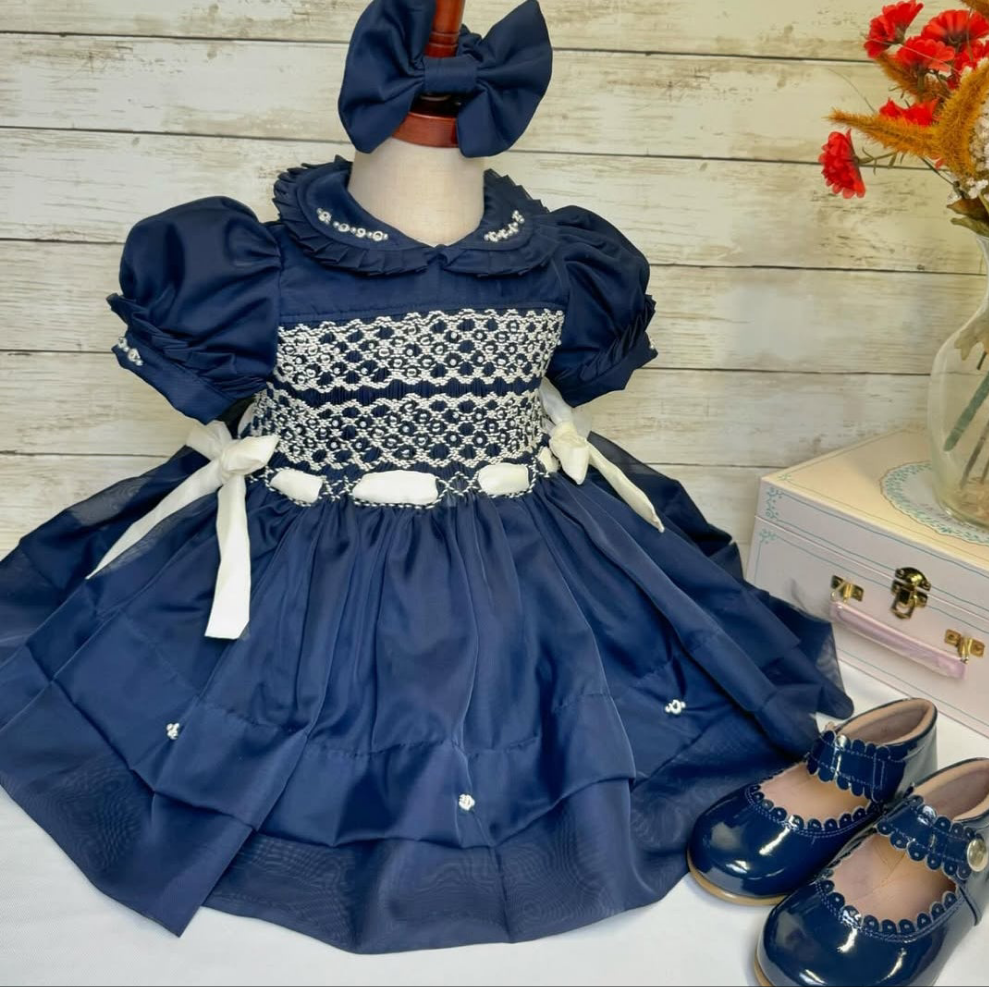 Smocked organza classic dress - HANDMADE IN USA 6-8WK TURNAROUND