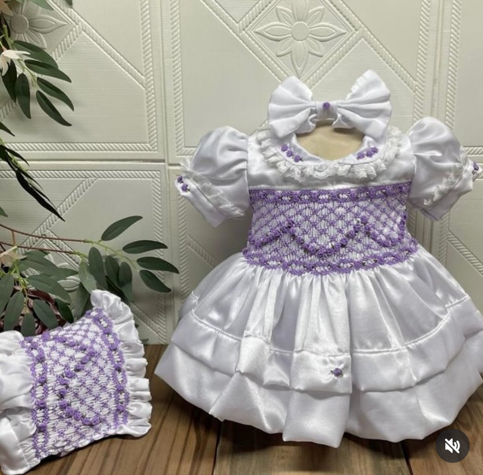 Smocked classic satin dress - HANDMADE IN USA 6-8WK TURNAROUND