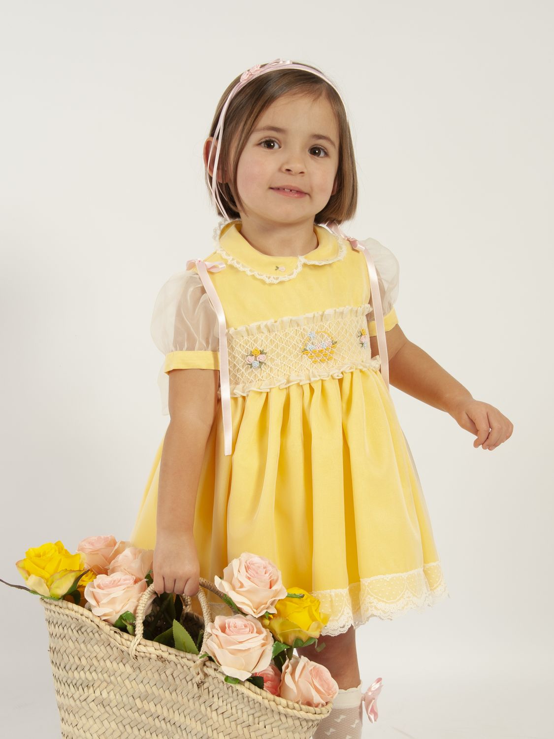 SONATA PREORDER (4-6wk turnaround) - Yellow Easter basket smock VE24-14