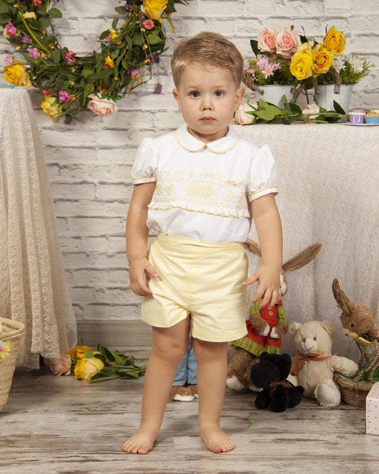 SONATA PREORDER (4-6wk turnaround) - Yellow smock boys shorts set PC23-13