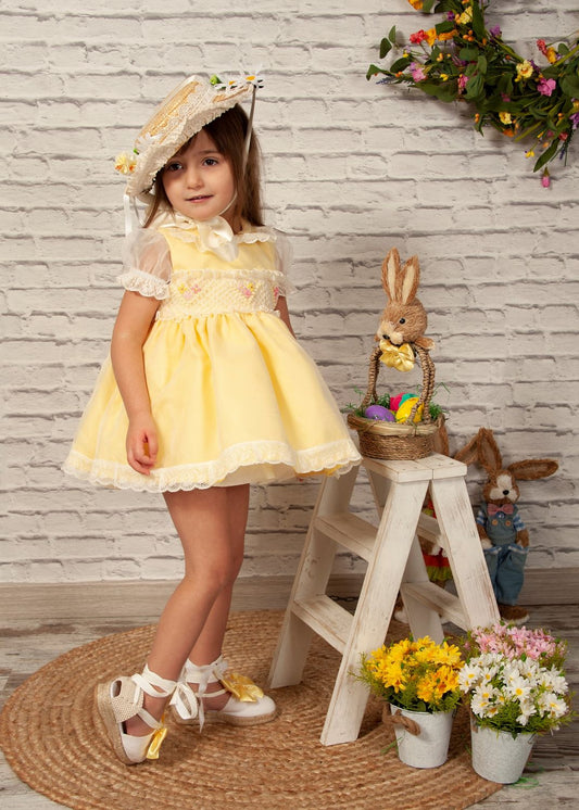 SONATA PREORDER (4-6wk turnaround) - Yellow organza flower dress VE22-02