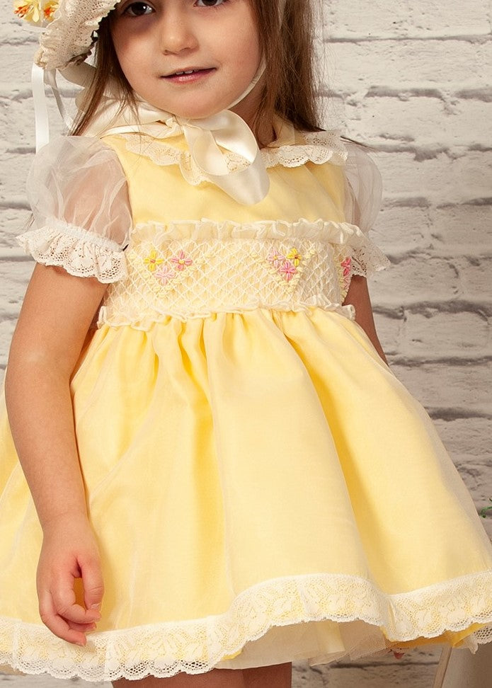 SONATA PREORDER (4-6wk turnaround) - Yellow organza flower dress VE22-02