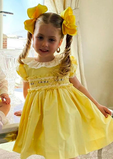 SONATA PREORDER (4-6wk turnaround) - Yellow farolillo smock dress 623