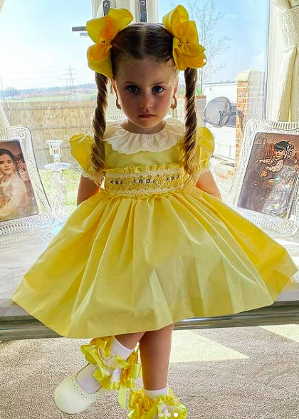SONATA PREORDER (4-6wk turnaround) - Yellow farolillo smock dress 623