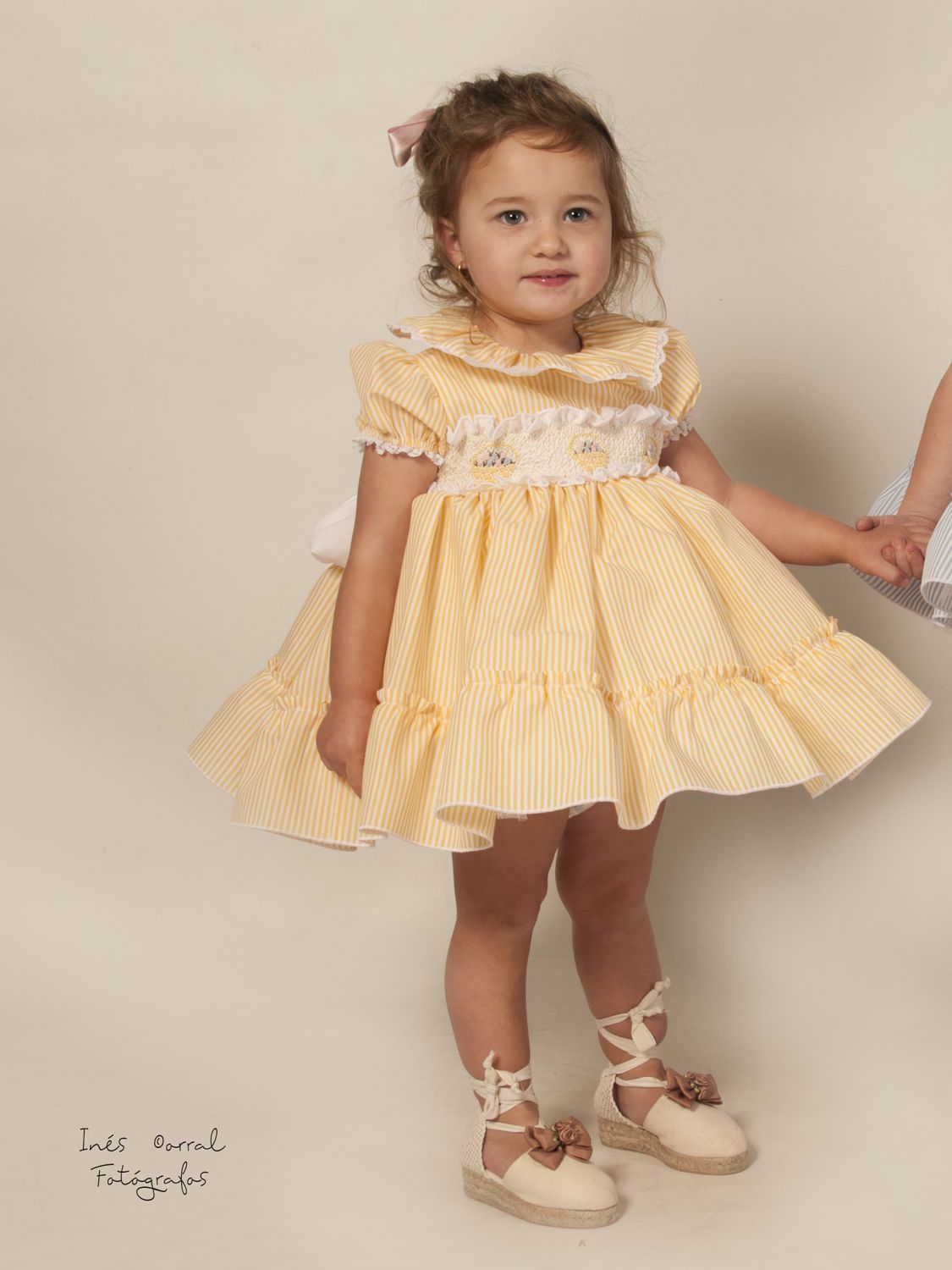 SONATA PREORDER (4-6wk turnaround) - Girls pinstripe Easter basket smocked dress 323