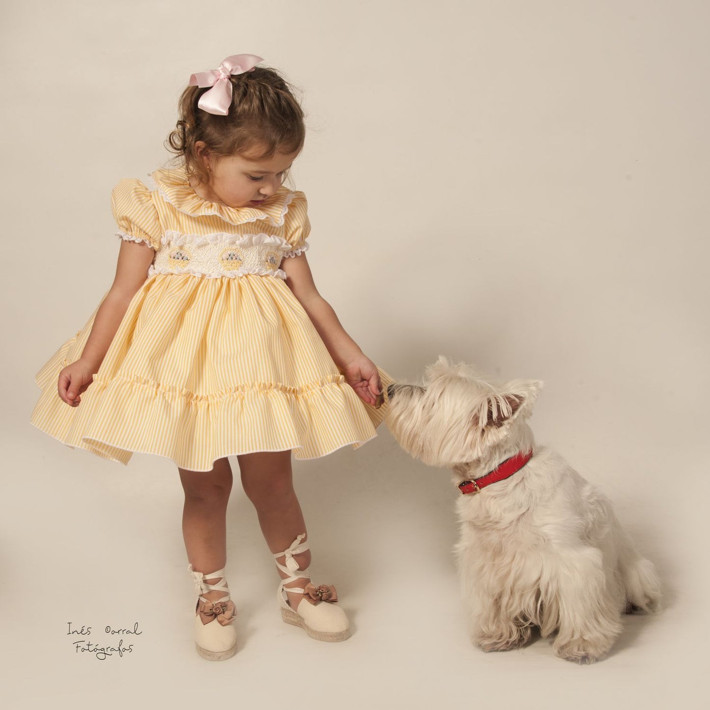 SONATA PREORDER (4-6wk turnaround) - Girls pinstripe Easter basket smocked dress 323