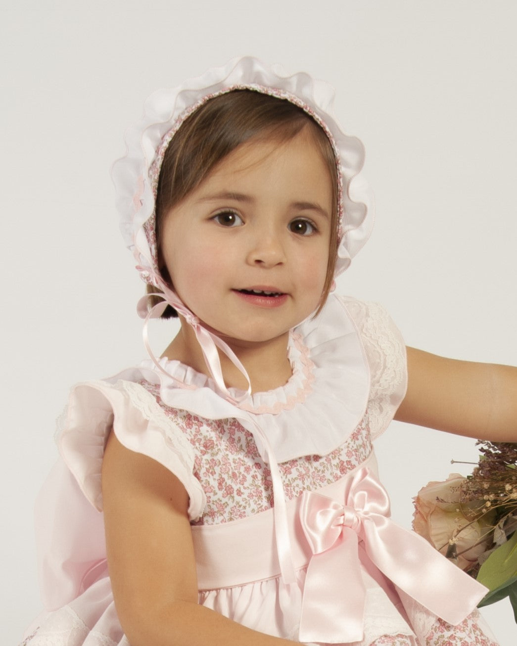 SONATA PREORDER (4-6wk turnaround) - Girls pink puffball floral layered dress VE24-19