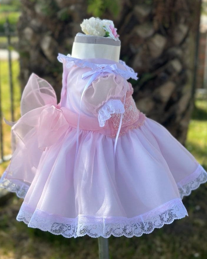 SONATA PREORDER (4-6wk turnaround) - Pink flower organza smock VE23-32