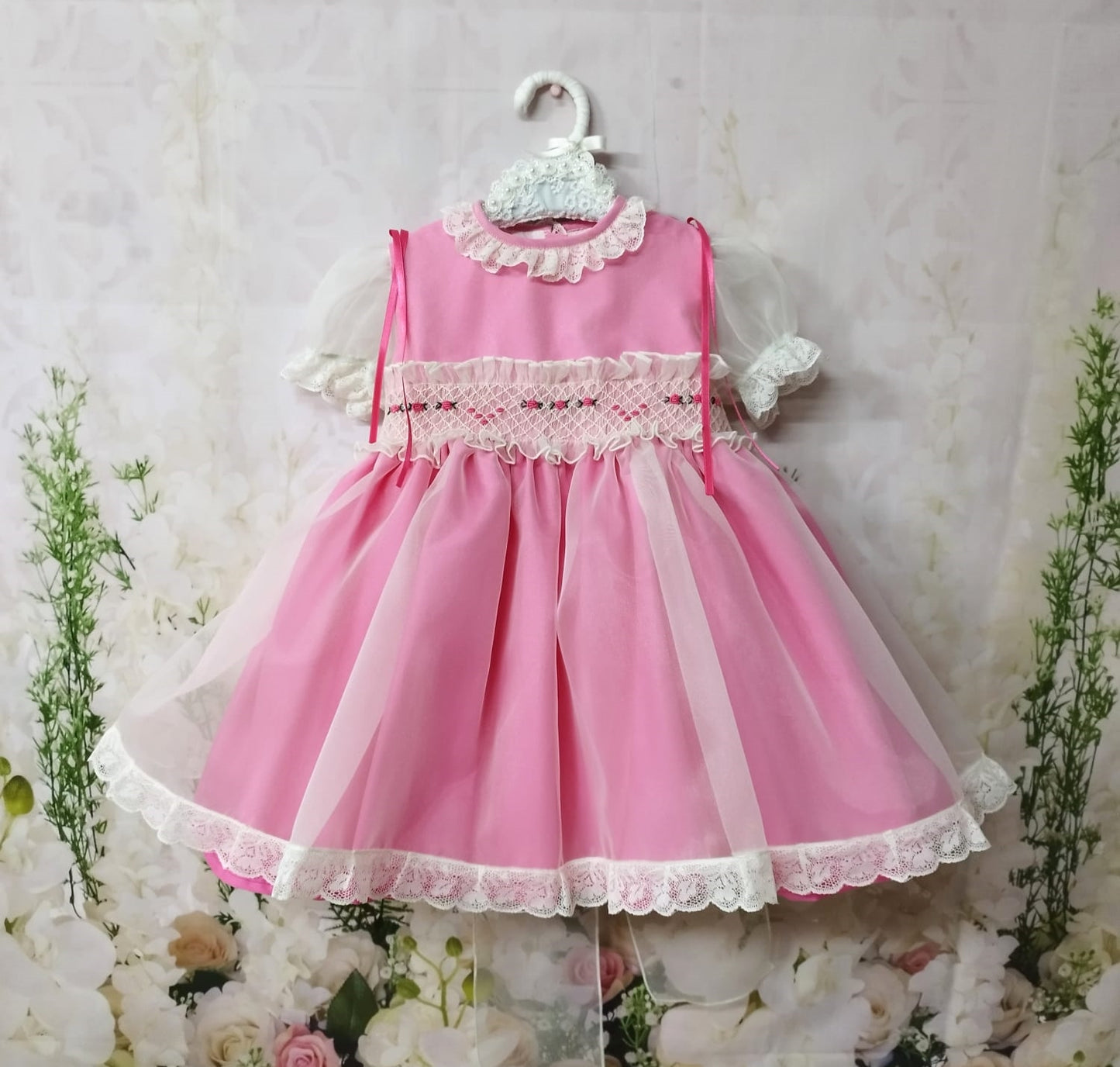 SONATA PREORDER (4-6wk turnaround) - Fuschia organza smocked puffball dress VE22-01