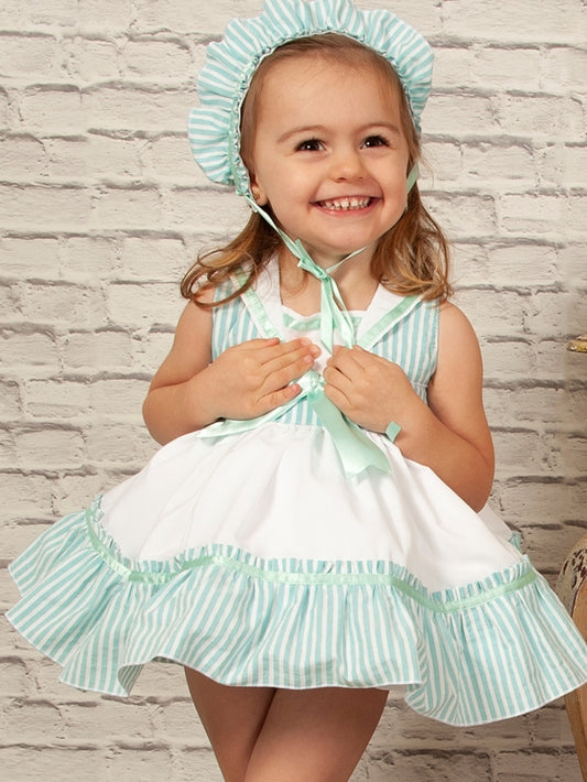 SONATA PREORDER (4-6wk turnaround) - Mint striped sailor dress VE22-17