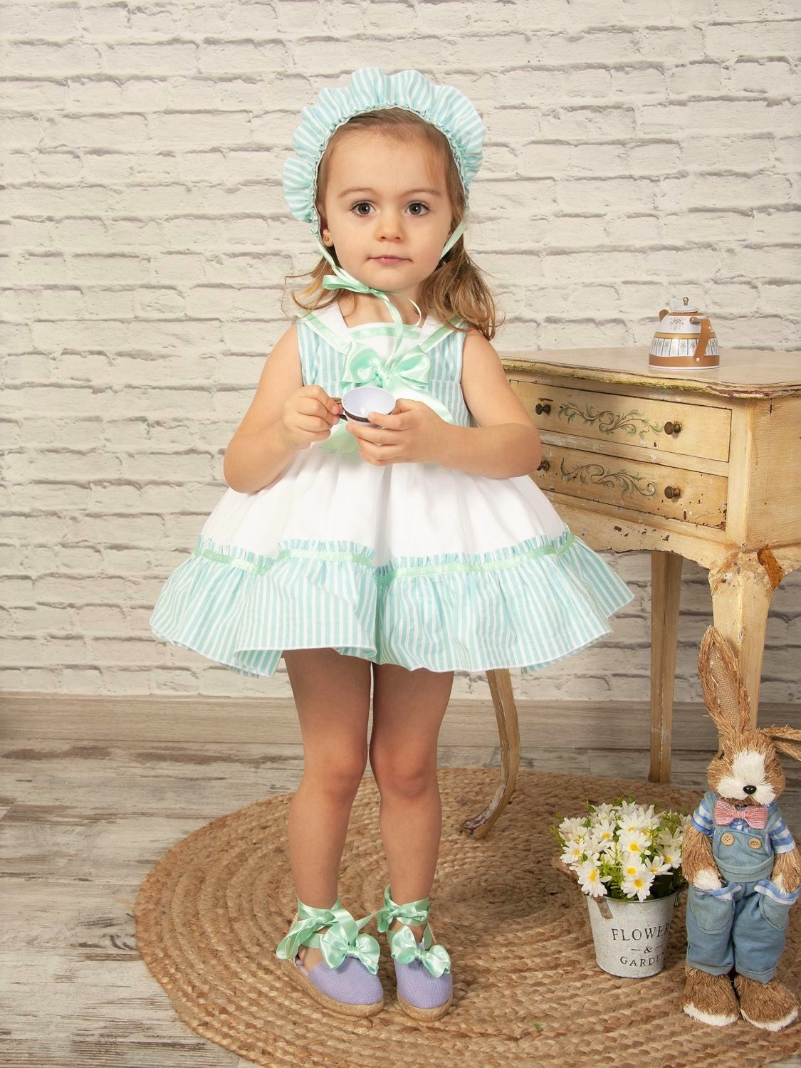 SONATA PREORDER (4-6wk turnaround) - Mint striped sailor dress VE22-17