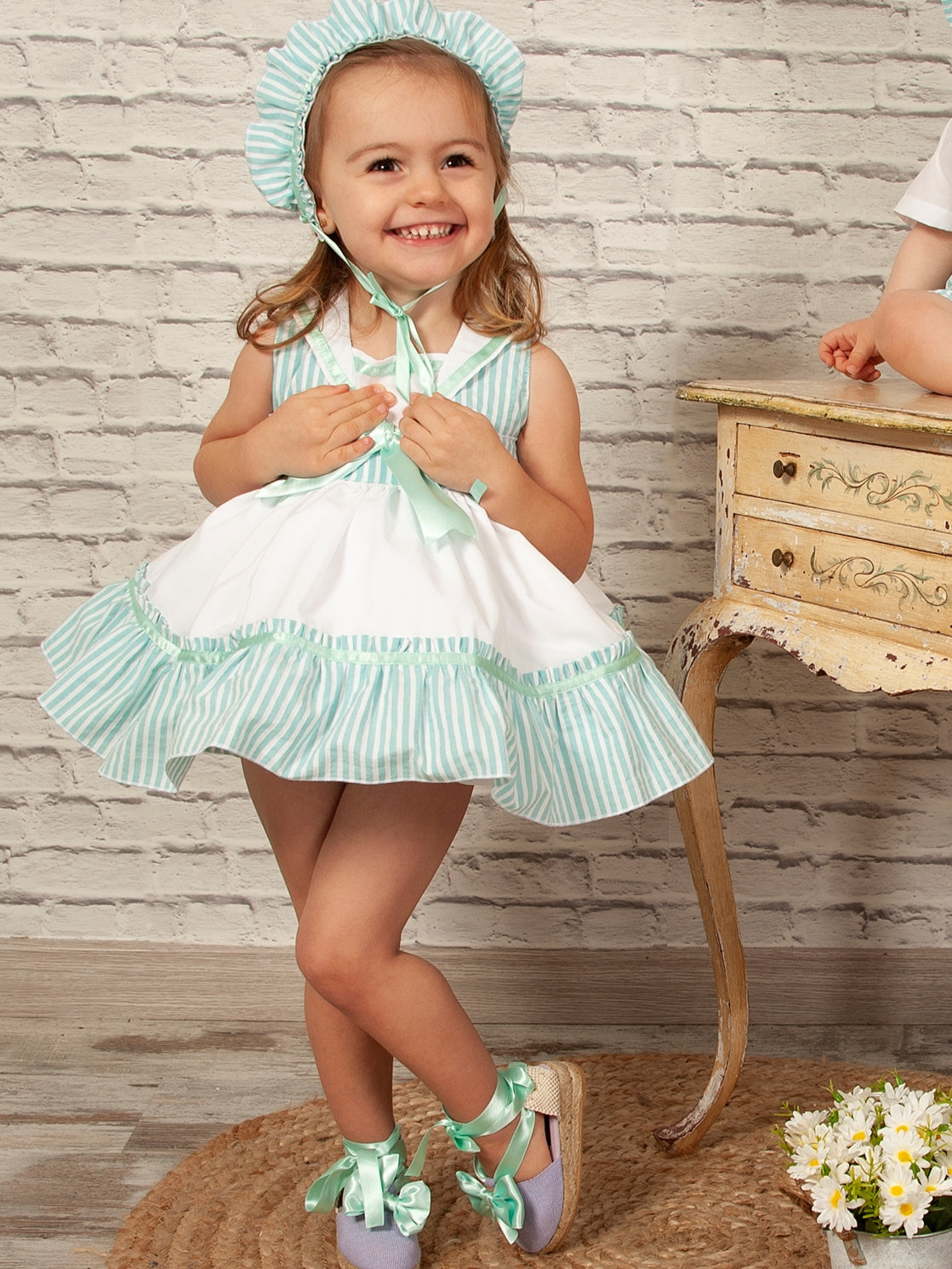 SONATA PREORDER (4-6wk turnaround) - Mint striped sailor dress VE22-17