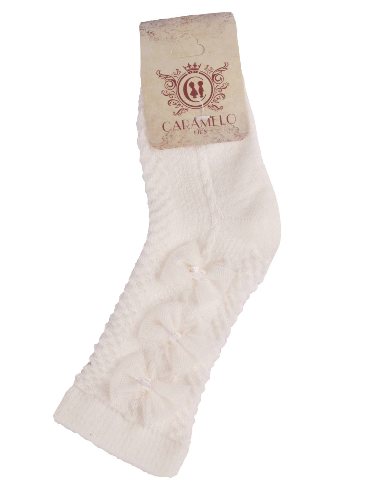 Caramelo ivory triple bow socks - (ON ORDER 10 DAY DELIVERY)