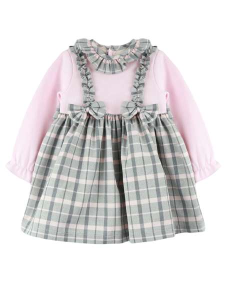 Babyferr pink grey tartan dress - 2-3 weeks turnaround