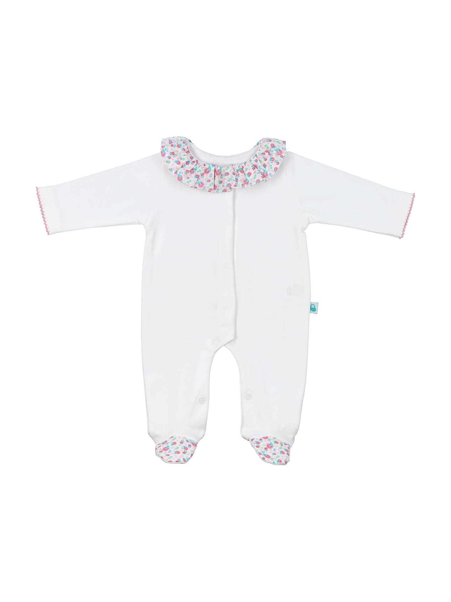 White floral frill collar babygrow (HANDMADE IN PORTUGAL 10-14 DAY TURNAROUND)