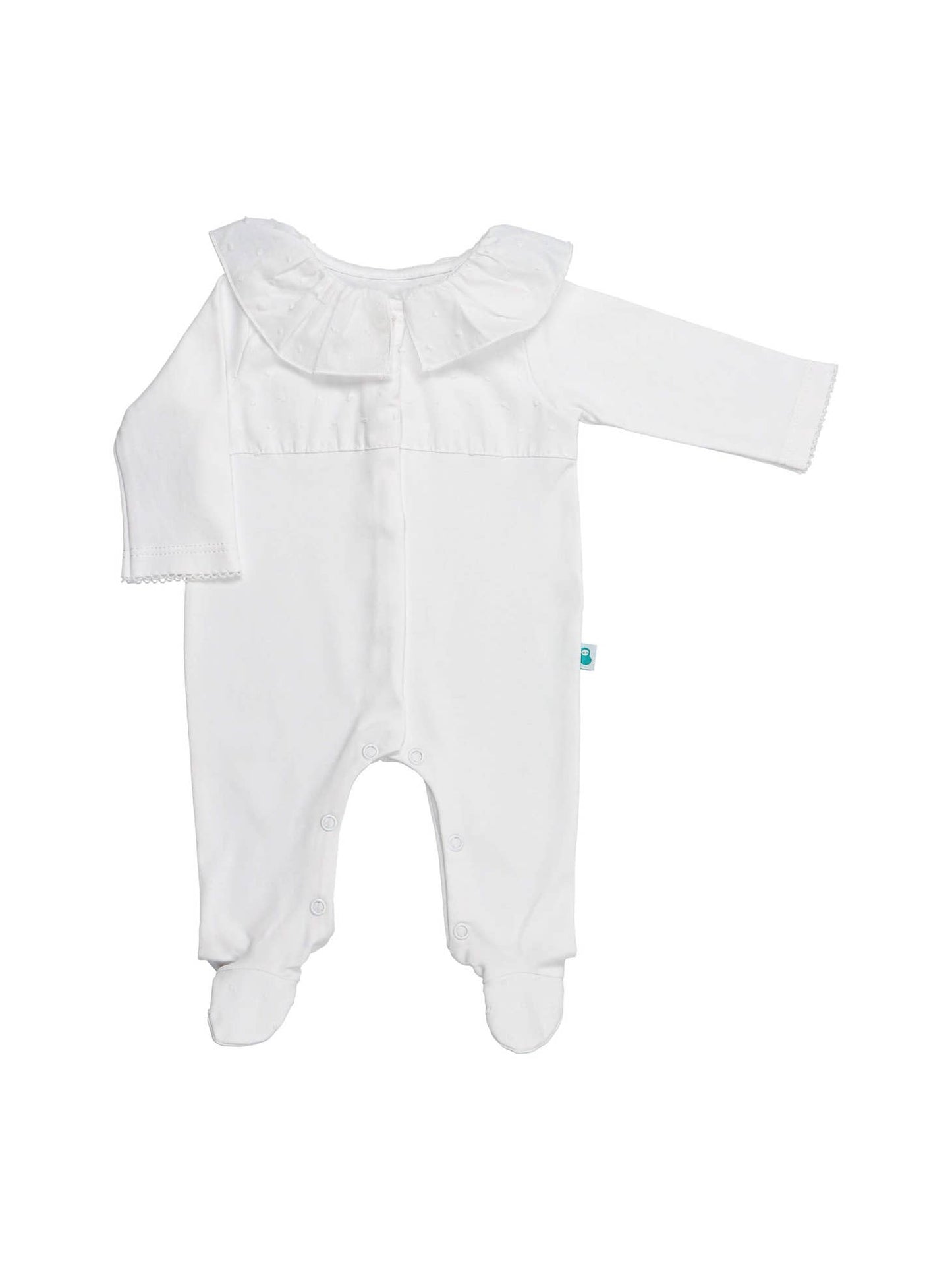 Swiss dot frill collared baby grow sleepsuit (HANDMADE IN PORTUGAL 10-14 DAY TURNAROUND)