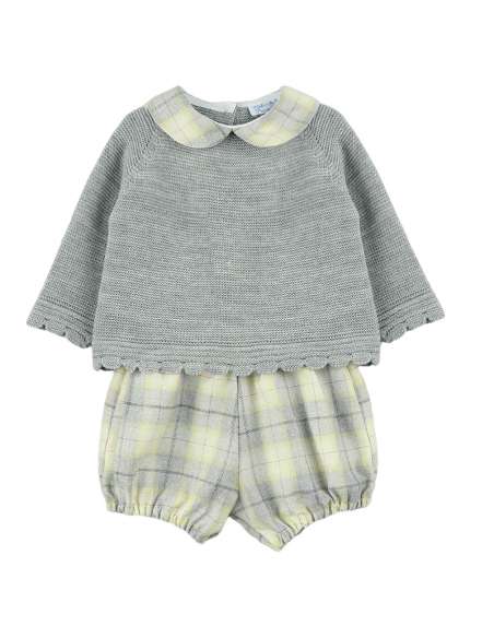 Dulce de fresa grey tartan knit shorts set - 2-3 weeks turnaround