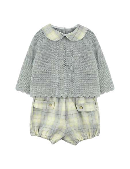 Dulce de fresa grey tartan knit shorts set - 2-3 weeks turnaround