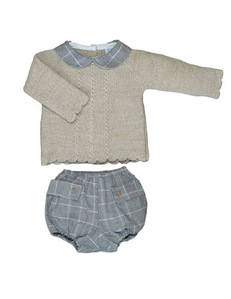 Dulce de fresa camel tartan knit shorts set - 2-3 weeks turnaround