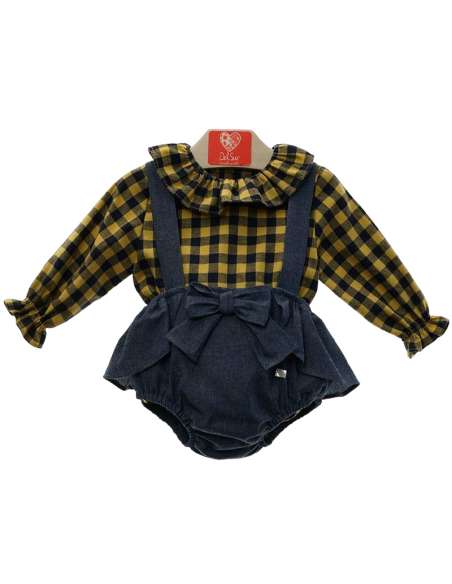 Del sur yellow check dungaree set - 2-3 weeks turnaround