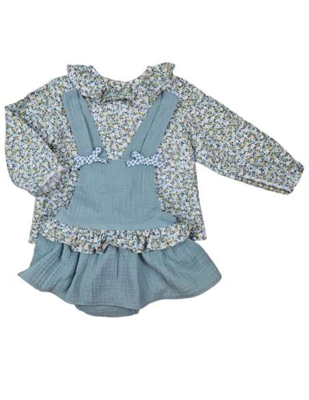 Babyferr blue floral braced skirt set - 2-3 weeks turnaround