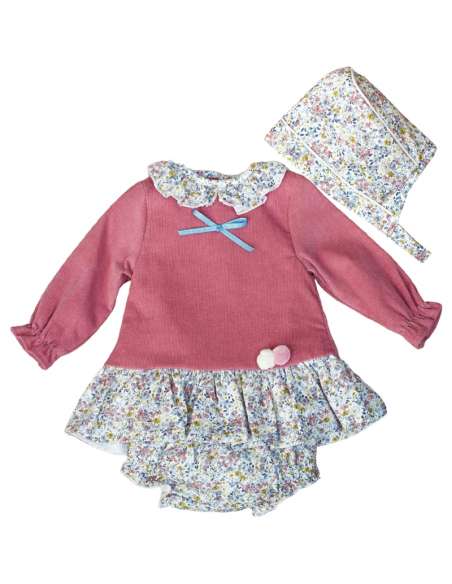 Babyferr pink vintage floral dress set - 2-3 weeks turnaround