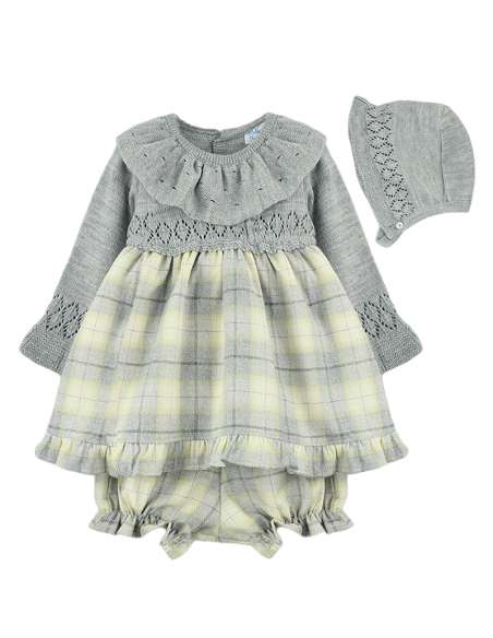 Dulce de fresa grey tartan half knit dress set - 2-3 weeks turnaround