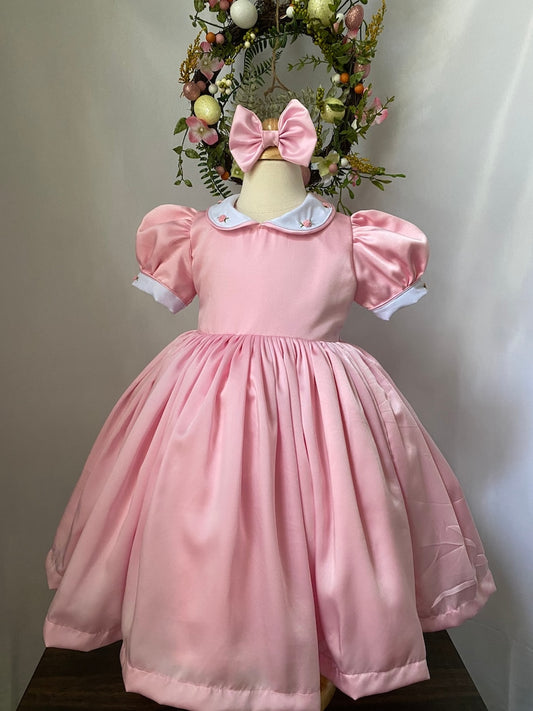 Smocked classic satin dress - HANDMADE IN USA 6-8WK TURNAROUND