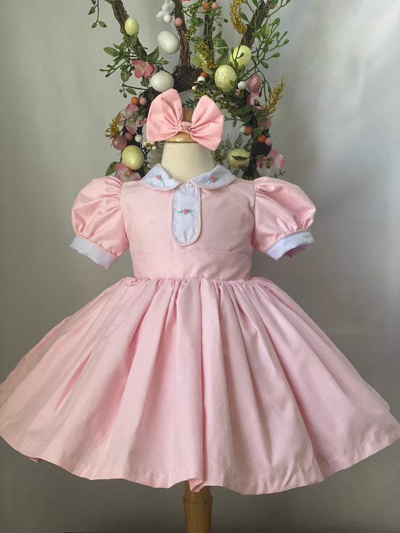 Smocked classic rose dress - HANDMADE IN USA 6-8WK TURNAROUND