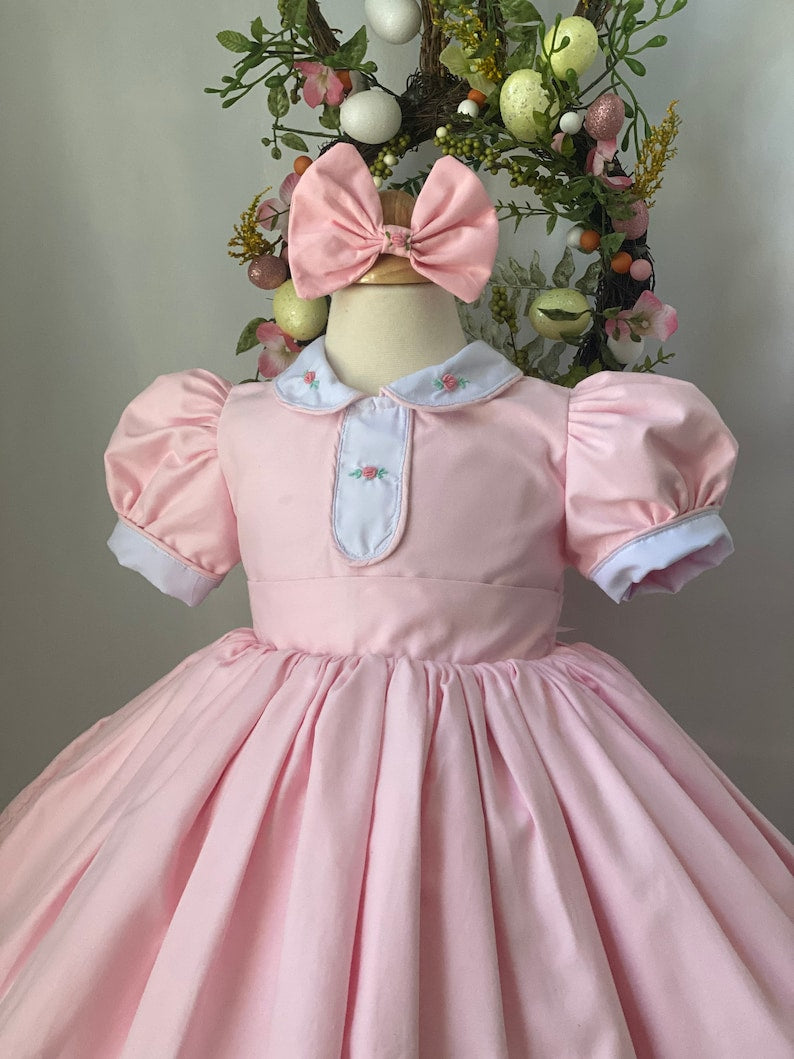 Smocked classic rose dress - HANDMADE IN USA 6-8WK TURNAROUND