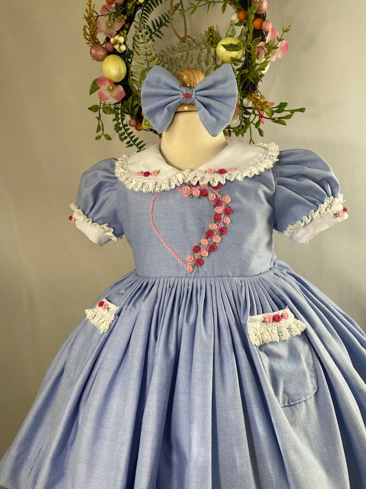 Smocked half heart dress - HANDMADE IN USA 6-8WK TURNAROUND