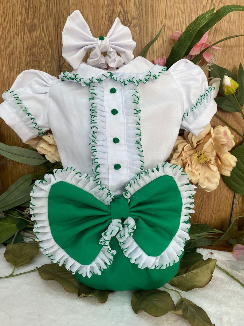 Smocked frill bow set - HANDMADE IN USA 6-8WK TURNAROUND