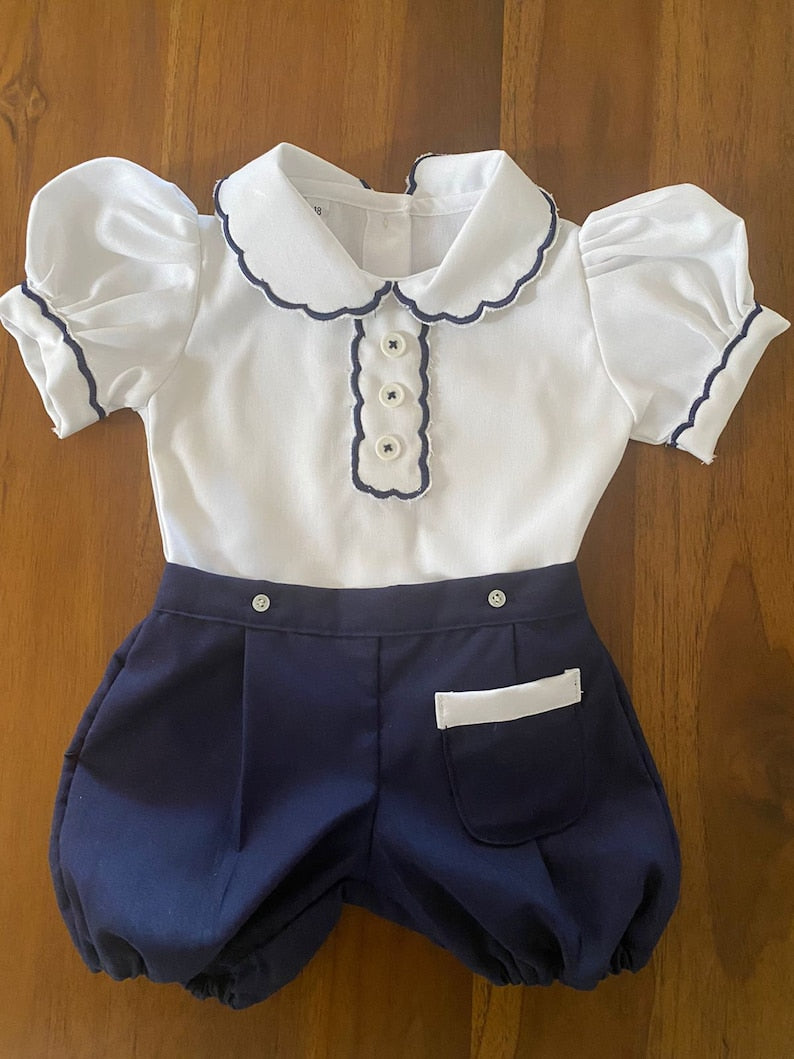 Smocked boys short set - HANDMADE IN USA 6-8WK TURNAROUND