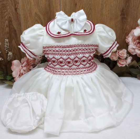 Smocked classic satin dress - HANDMADE IN USA 6-8WK TURNAROUND