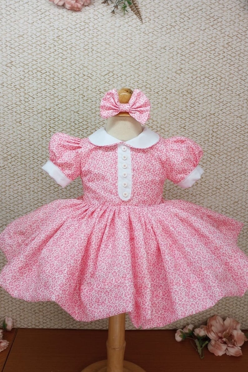 Smocked classic button dress - HANDMADE IN USA 6-8WK TURNAROUND