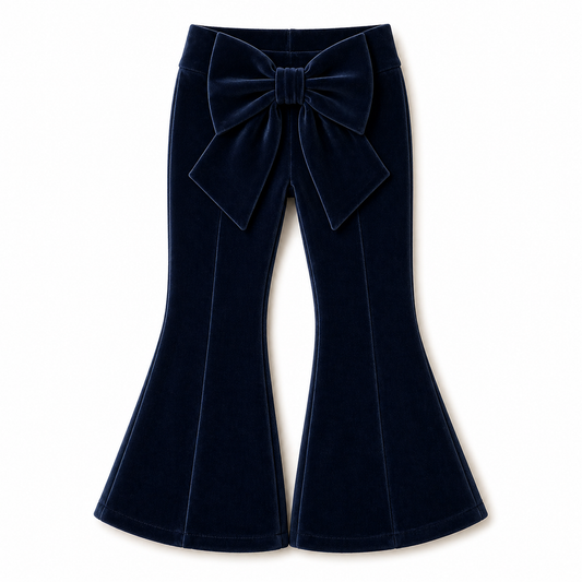 LPP EXCLUSIVE navy velvet bow flares - End November delivery