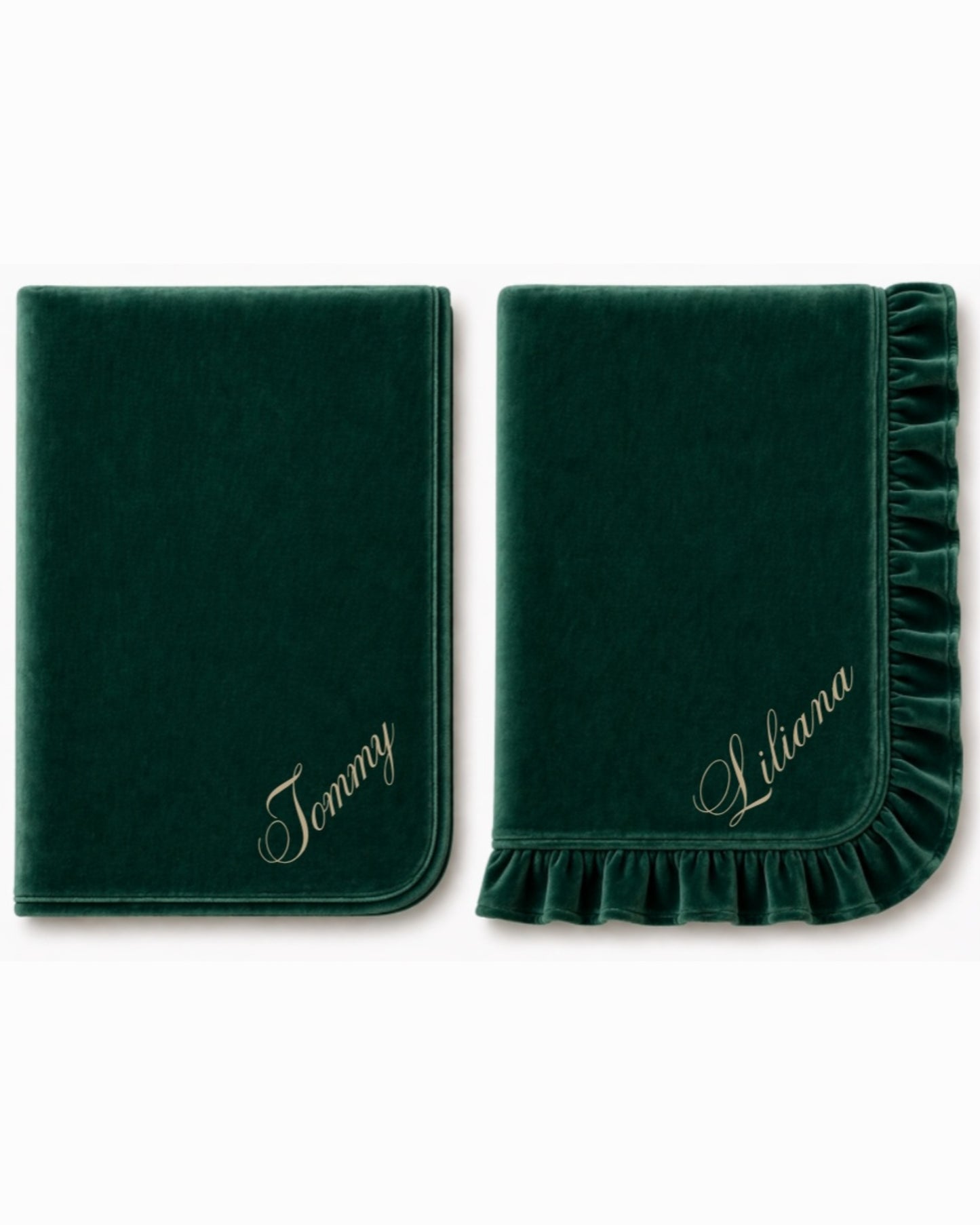 LPP EXCLUSIVE emerald green velvet baby blankets - End November delivery