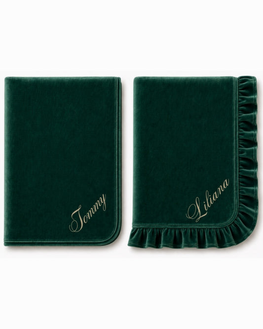 LPP EXCLUSIVE emerald green velvet baby blankets - End November delivery