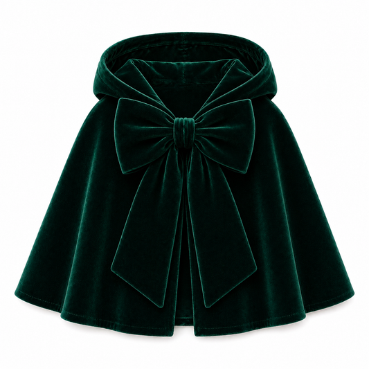 LPP EXCLUSIVE emerald green velvet bow cape - End November delivery