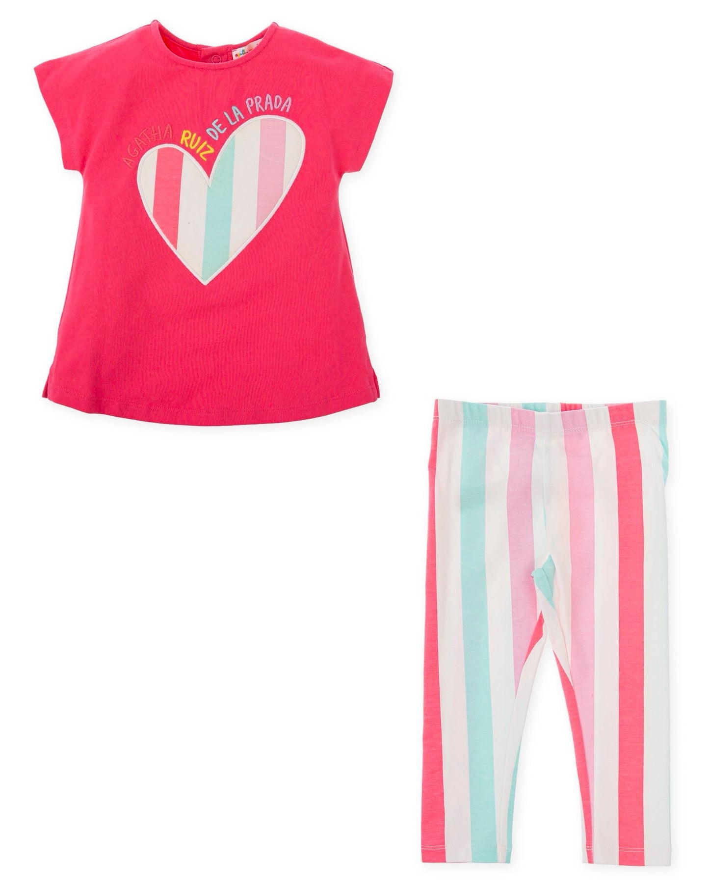 Agatha Ruiz de la Prada cerise & pastel stripe leggings set