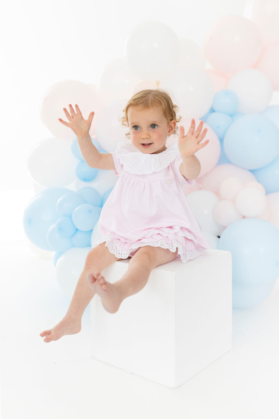 Blues baby cannes pink frill jam pants set