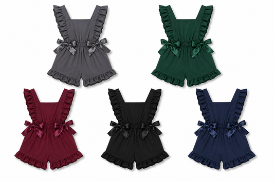LPP EXCLUSIVE SPANISH SCHOOL UNIFORM COLLECTION - Bow shorts pinafore romper READY TO SHIP